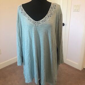 J Jill Sz 4x lace sage green tunic knit top cozy comfy classic romantic relaxed